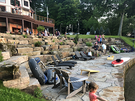 Boulder Terraces with Flagstone Patio and Stone Stairs