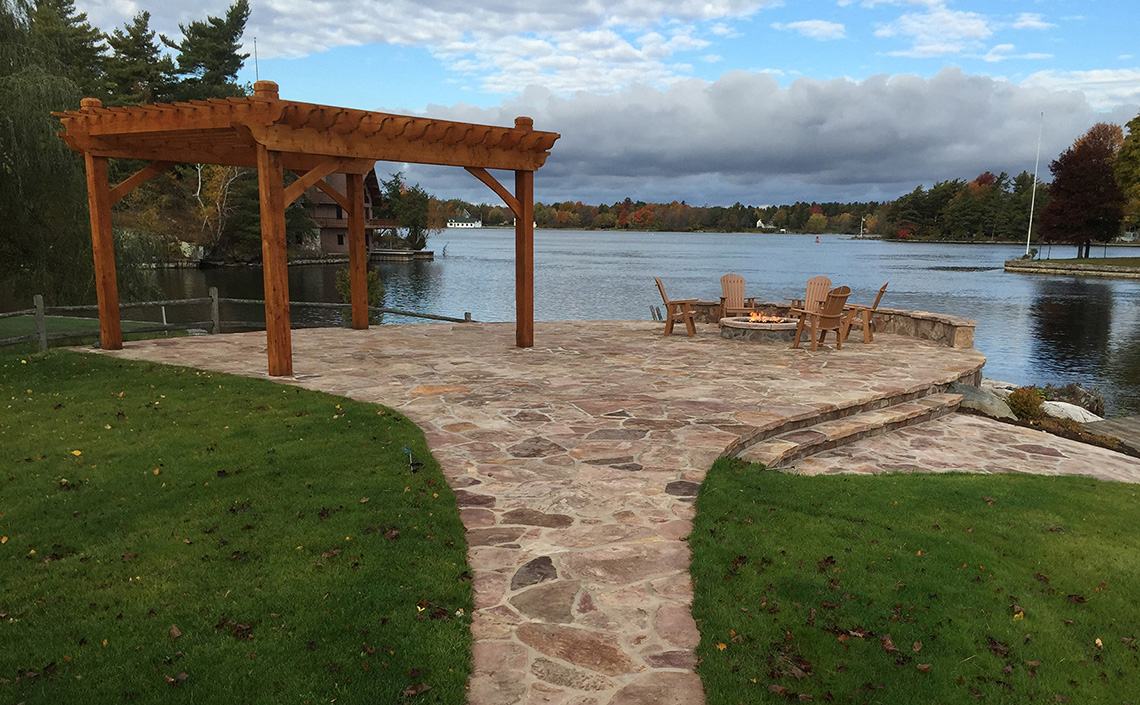 Enjoying the Views and the Fire Pit in the New Flagstone Patio