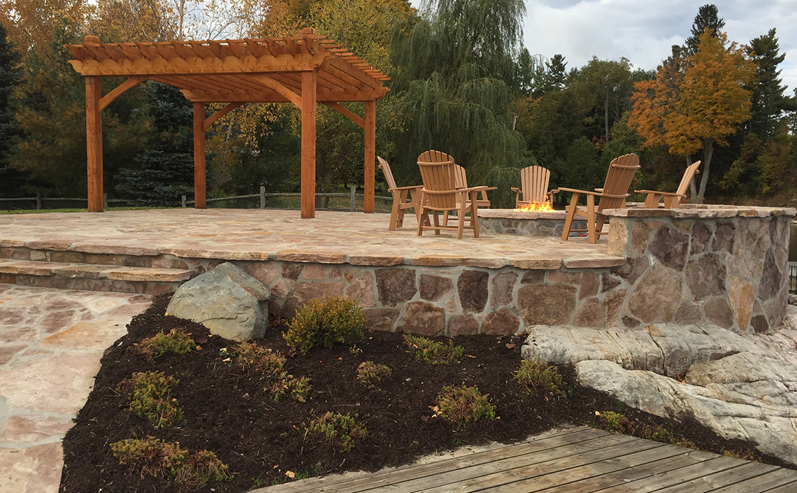 Stone Patio with Pergola