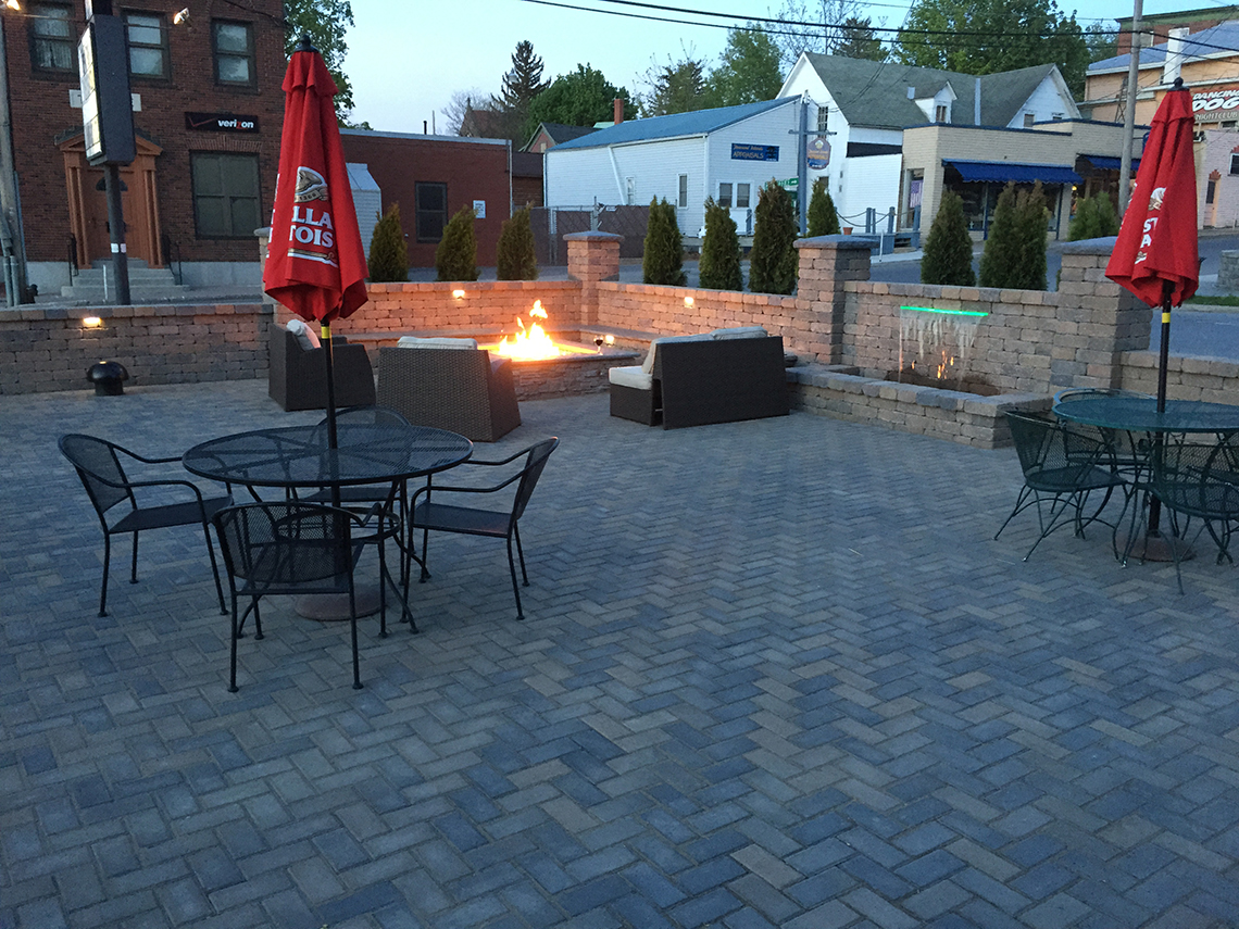 Fire Pit and Waterfall Features on the New Patio