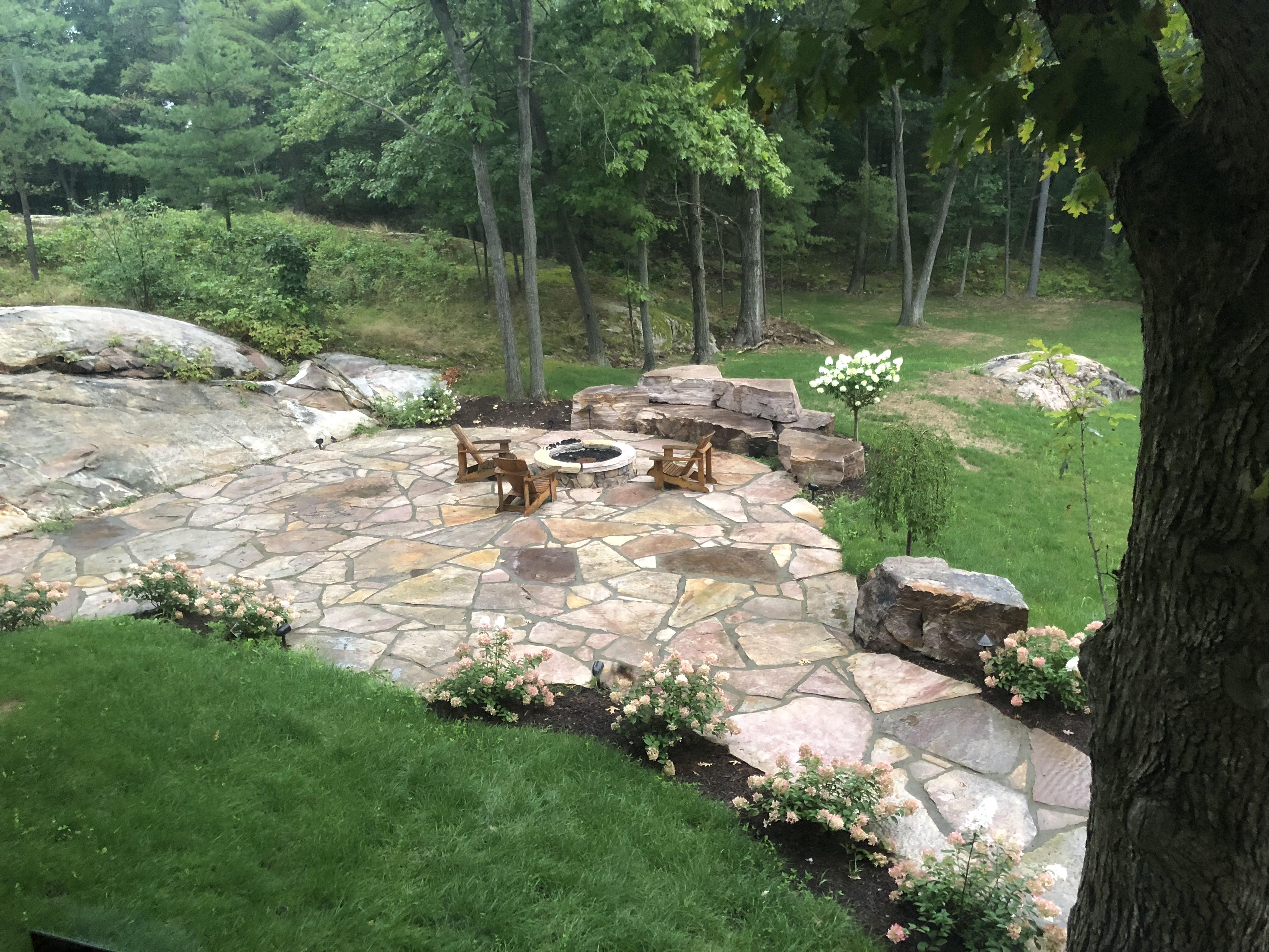 Flagstone Patio Boulder Seating