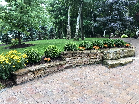 Natural Stack Stone Walls and Borders with Plantings