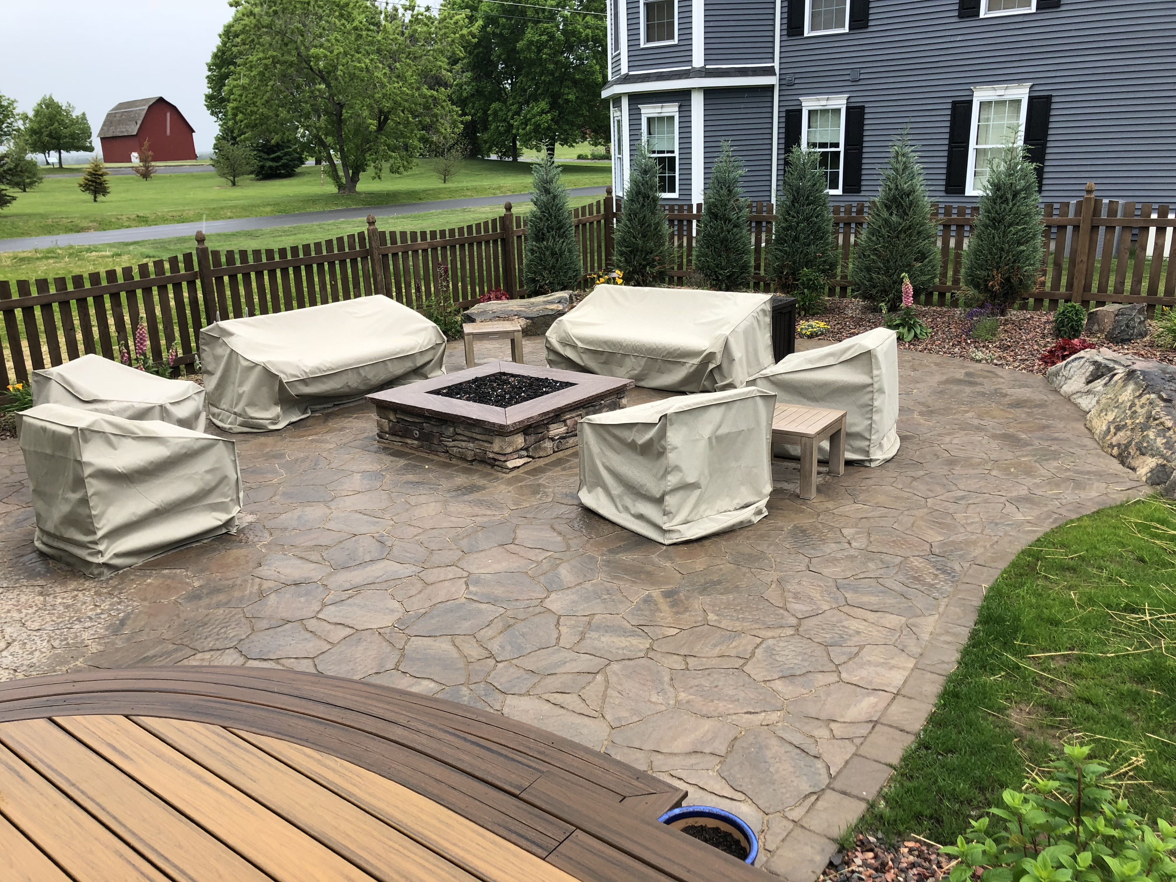 Backyard Paver Patio with Gas Fire Pit