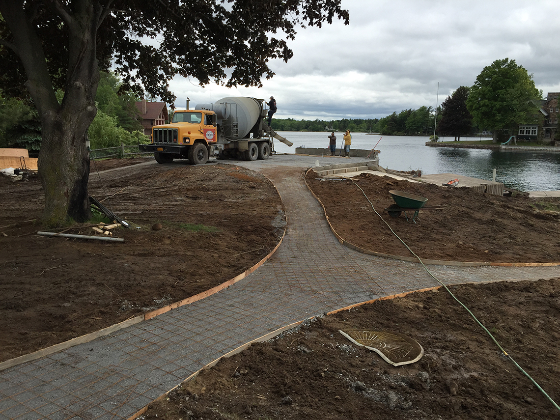 Pouring Concrete for Flagstone Pation