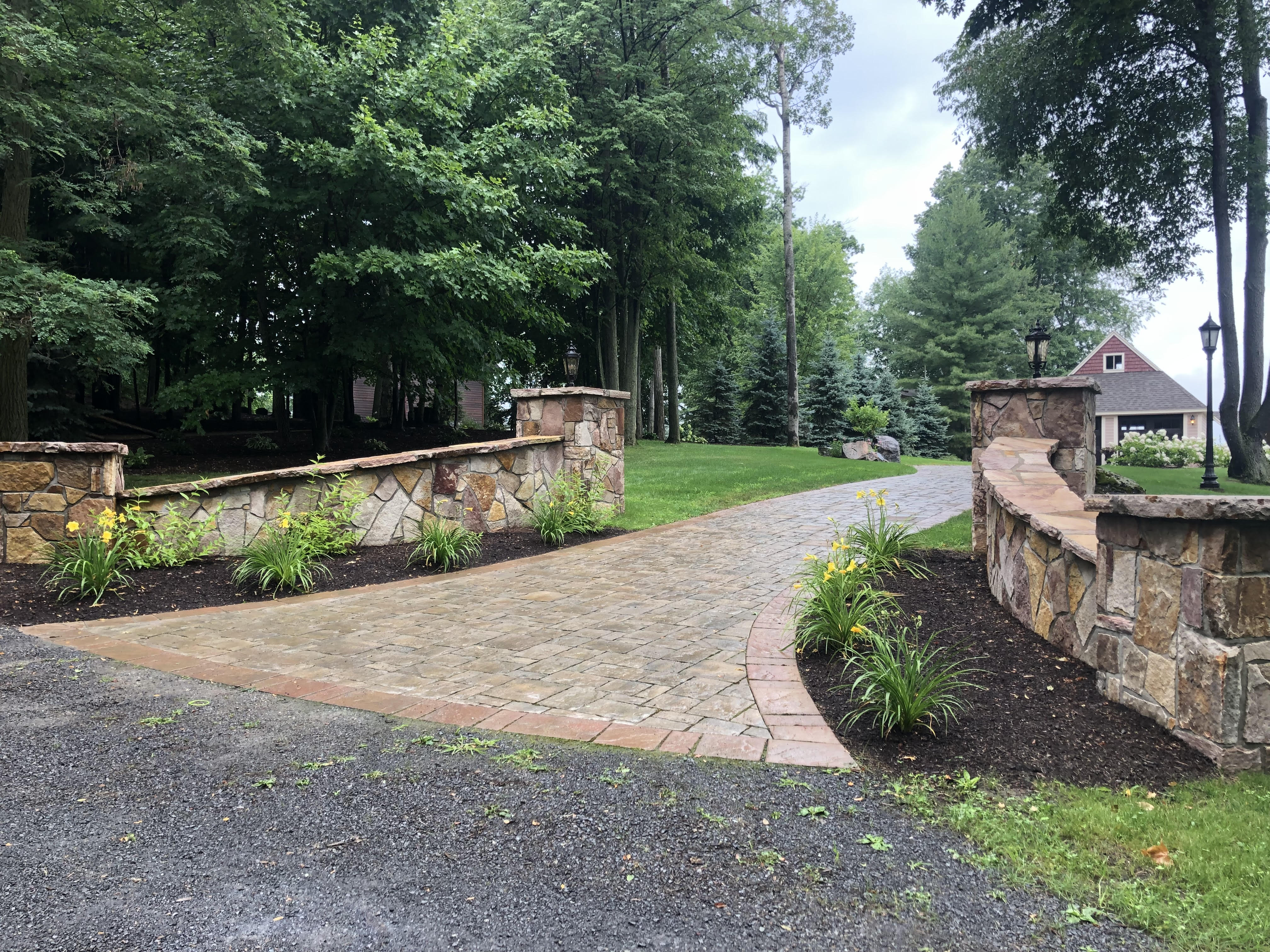 Pillar Entry with Paver Driveway