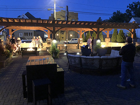 Large Rough Sawn Pergola with Gas Firepits