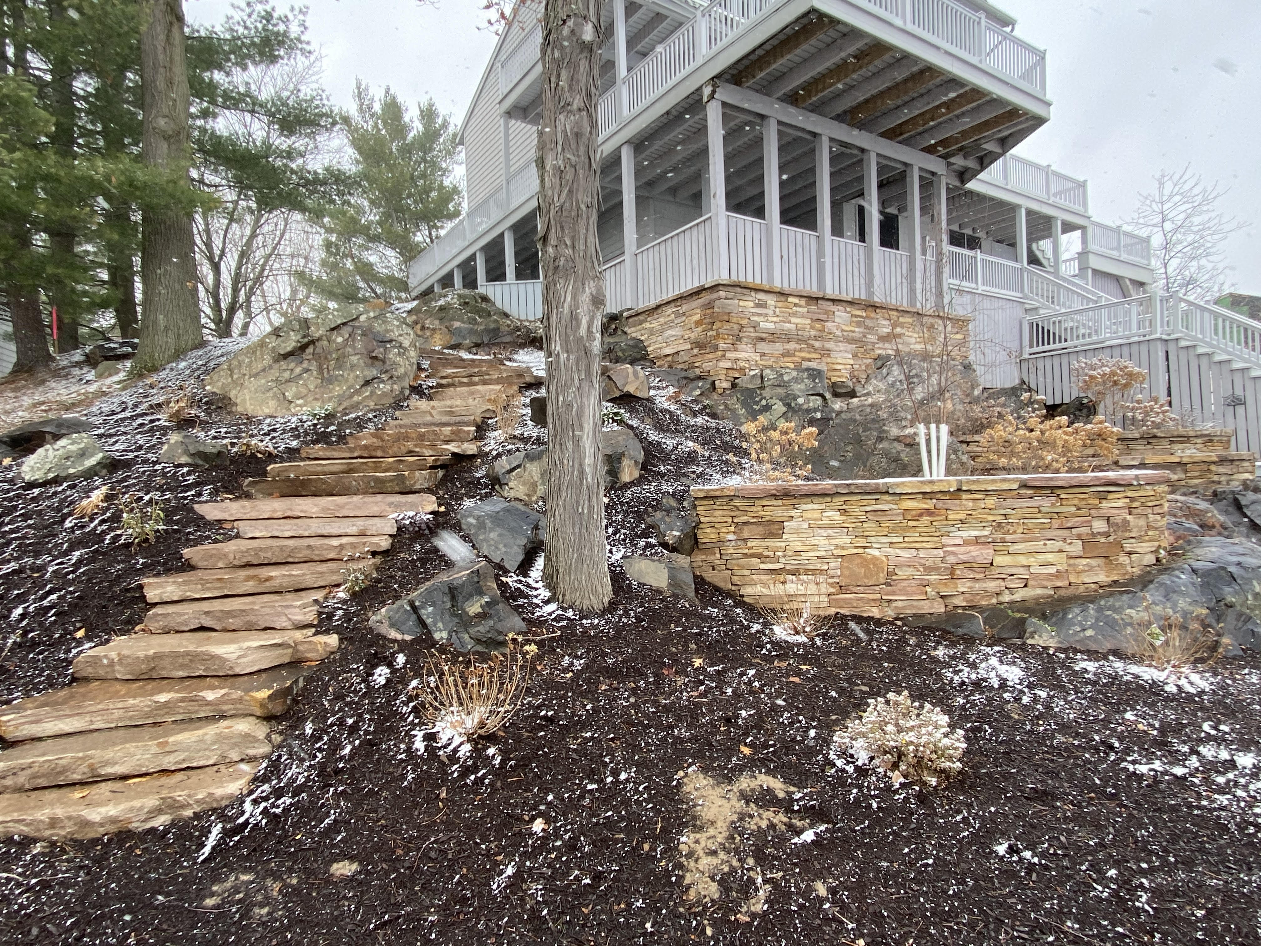 Sandstone Stairs and Stack Stone Walls