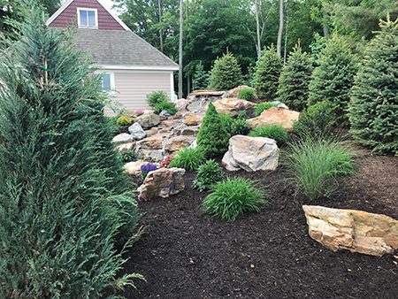 Boulder Garden with Evergreen Screenblock