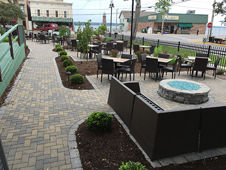 Paver Patio with Gas Firepit and Landscaping