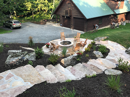 Flagstone Patio, Firepit & Stairs