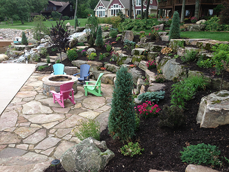 Flagstone Patio & Boulder Gardens