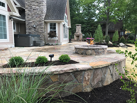 Flagstone Patio, Fireplace & Gas Firepit