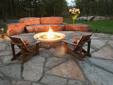 Gas Firepit & Boulder Seating