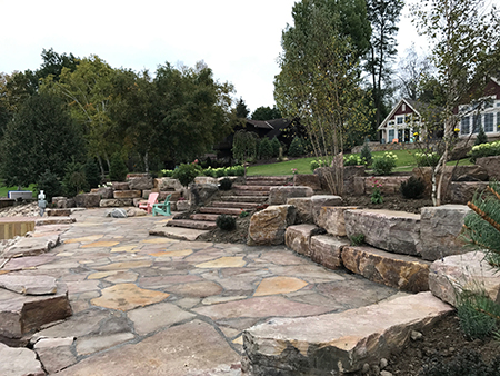 Sandstone Stairs & Flagstone Patio