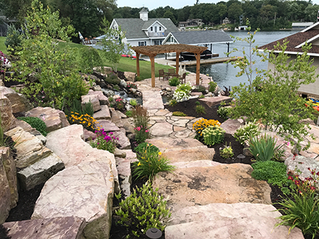 Stone Stairs, Flagstone Patio & Boulder Terraces