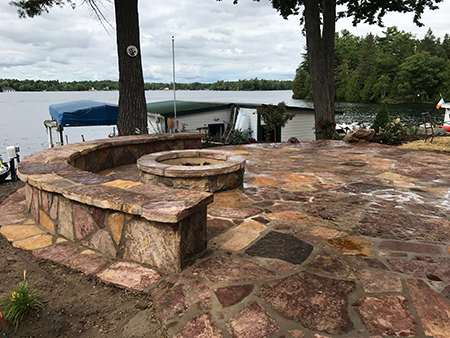 Mortared Flagstone Patio, Wall & Firepit